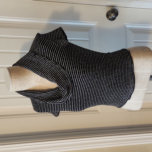 Bisou Bisou Tops - Scrunchy Striped Cowlneck Blouse